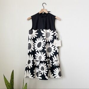 Victoria Beckham for Target Black & White Daisy Drop Waist Scallop Trim Dress